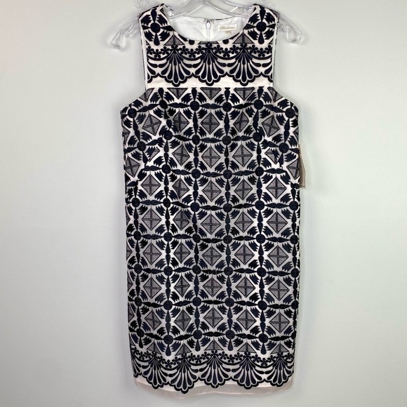 Shoshanna Black Cream Geometric print shift dress size 6 - Picture 15 of 16